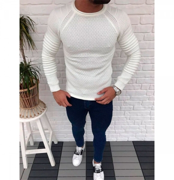 Белый мужской свитер S-198