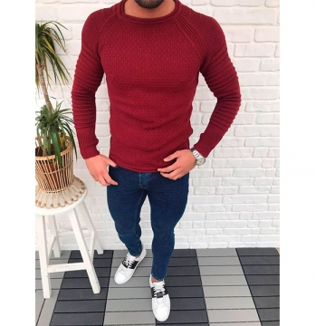 Стильный бордовый свитер S-200