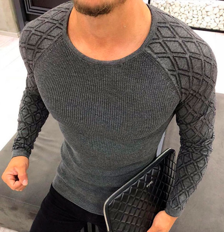 Серый мужской турецкий свитер S-203