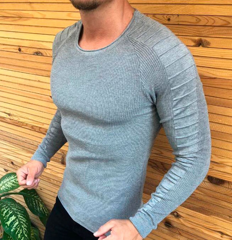 Серый модный свитер S-206