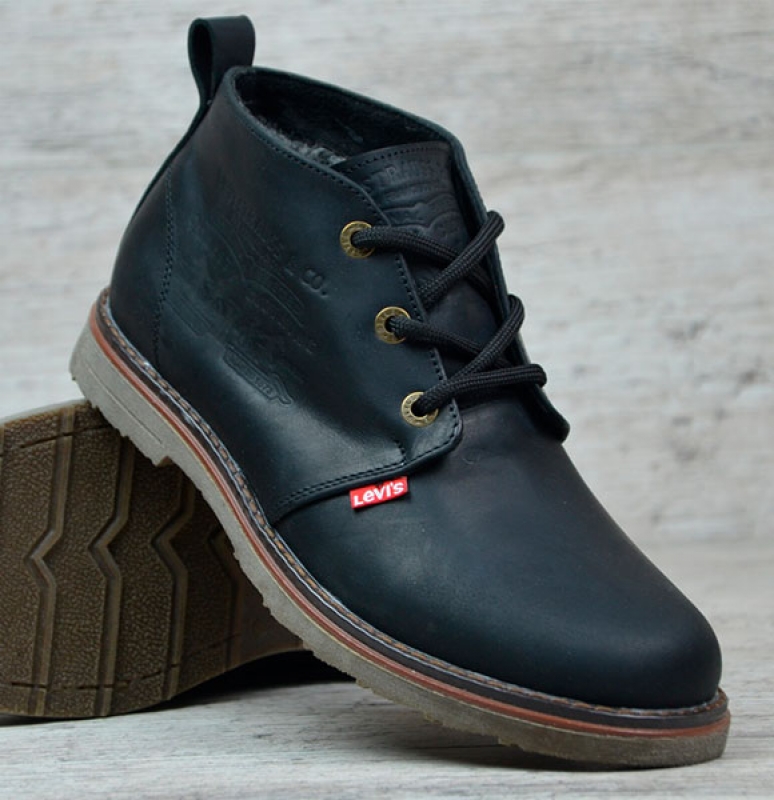Черные мужские кожаные ботинки Levis Т-182 купить в интернет магазинеFashion-ua в Украине