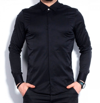 Модная черная мужская рубашка Р-569