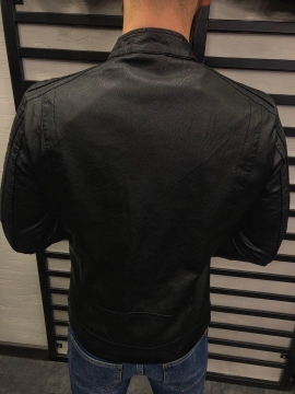Мужская кожаная куртка с молниями К-227