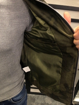 Камуфляжная мужская кожаная куртка К-228