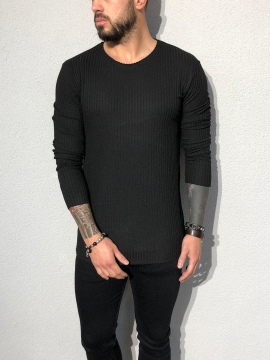 Мужской черный лонгслив S-224