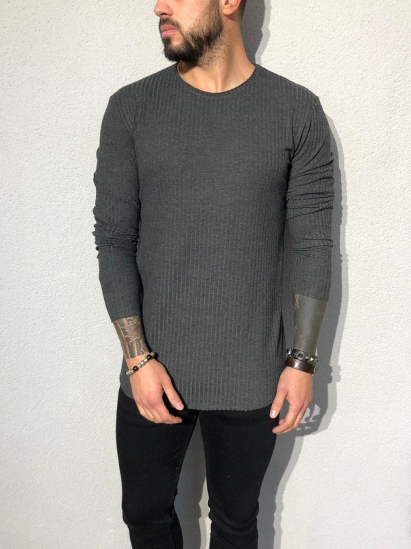 Стильный серый лонгслив S-225