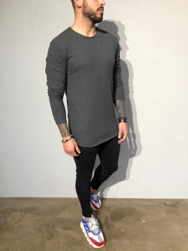 Стильный серый лонгслив S-225