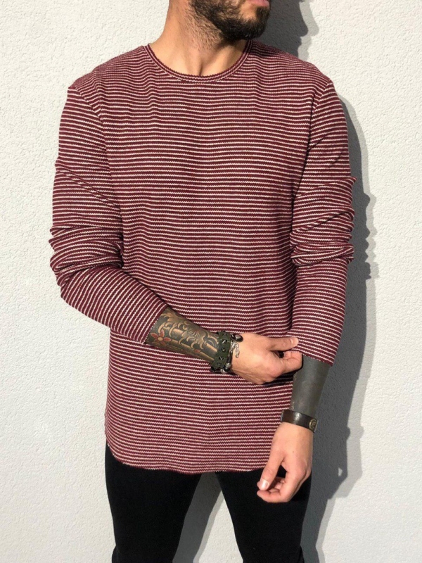 Модный красный лонгслив S-226