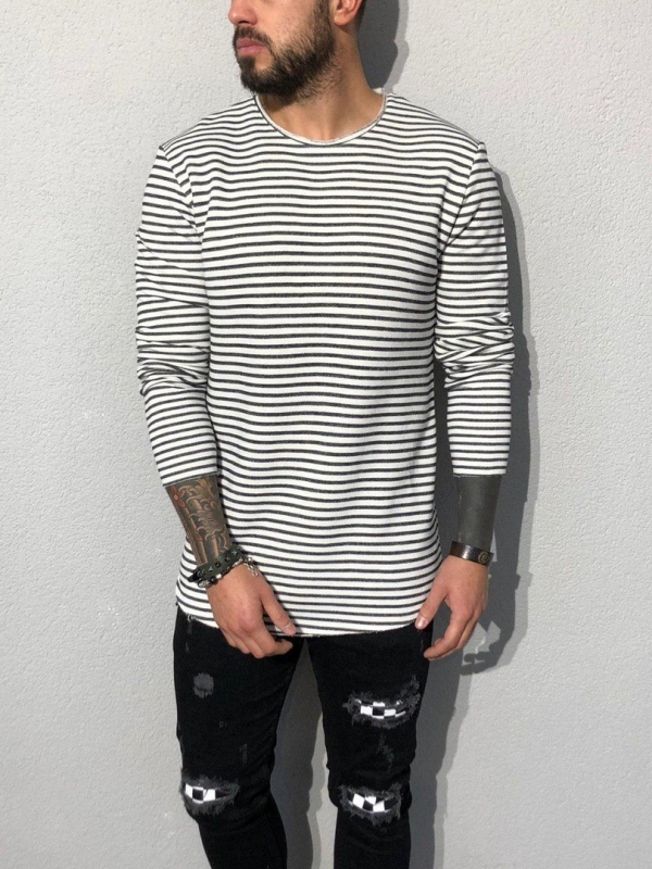 Мужской лонгслив в полоску S-228