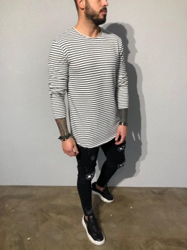 Мужской лонгслив в полоску S-228