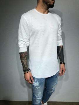 Белый тонкий свитер S-235