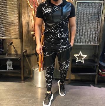 Модный черный мужской костюм К-117