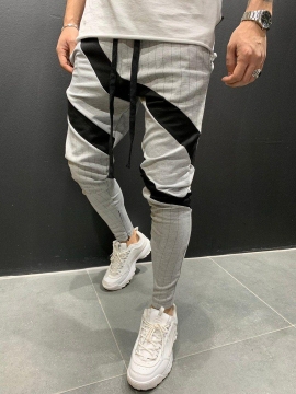 Серые штаны с черными вставками Б-75