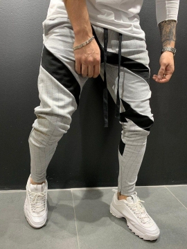 Серые штаны с черными вставками Б-75