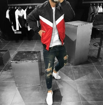 Красно черный мужской бомбер К-256