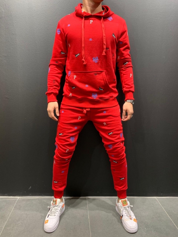 Модный красный молодежный костюм К-127