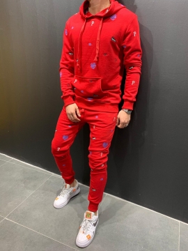 Модный красный молодежный костюм К-127