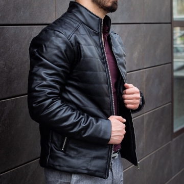 Стильна чоловіча шкіряна куртка з екокожі К-276