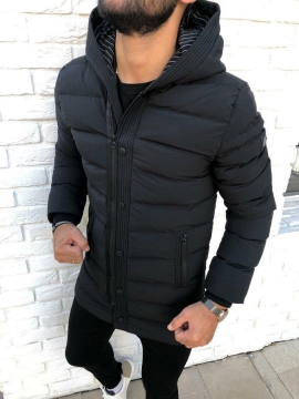 Чорна подовжена куртка на зиму Z-216