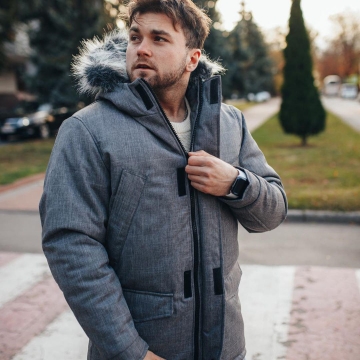 Сіра зимова чоловіча зимова курточка Z-238