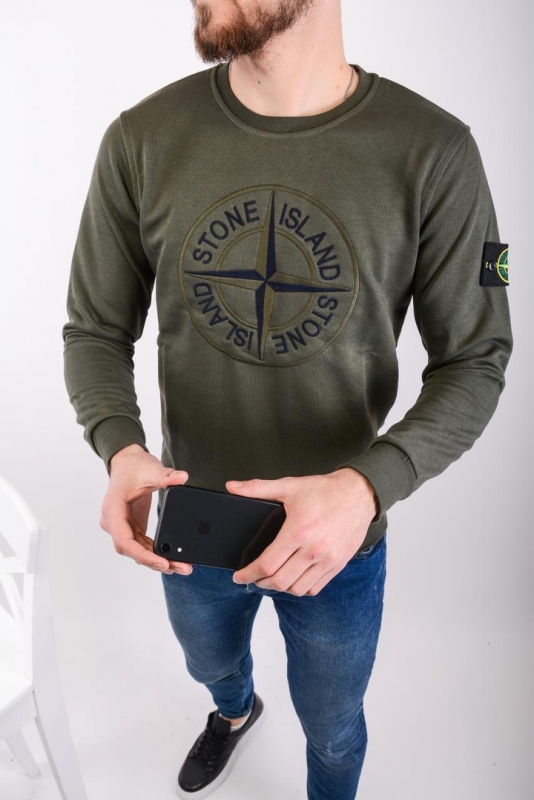 Темно зеленый мужской свитер black island S-278