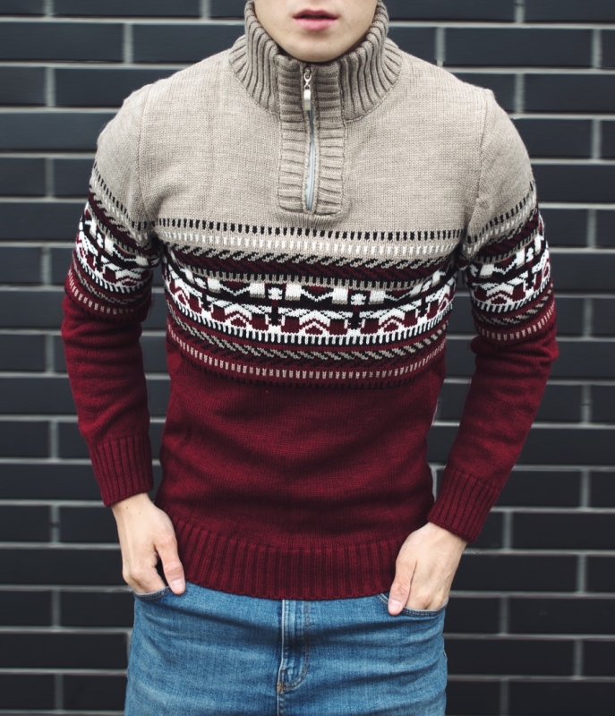 Мужской новогодний свитер на змейке S-284