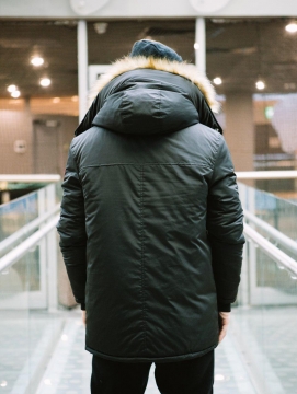 Черная модная мужская зимняя куртка с капюшоном NASA Z-247