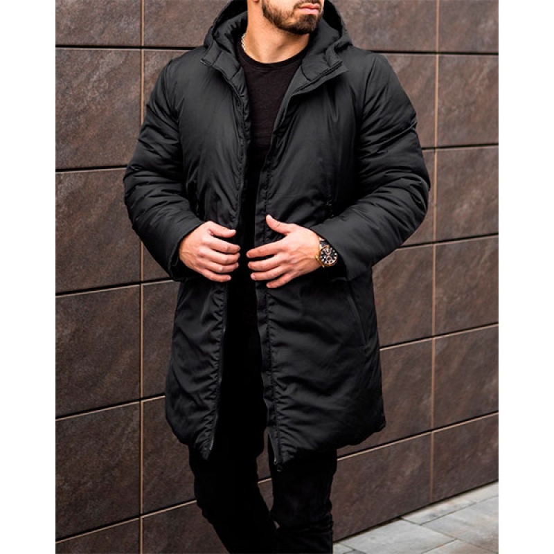 Чорна чоловіча зимова куртка з капюшоном Z-249