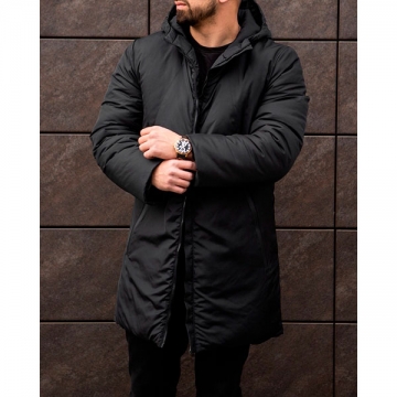 Чорна чоловіча зимова куртка з капюшоном Z-249