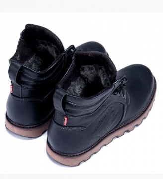 Мужские зимние кожаные ботинки Levis с мехом Т-253