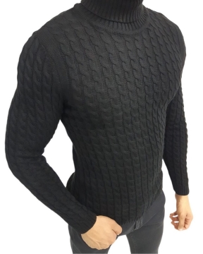 Черный свитер под горло S-296