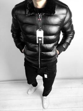 Модная кожаная зимняя мужская курточка Z-255