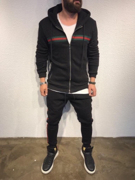 Мужской черный спортивный костюм gucci style К-157