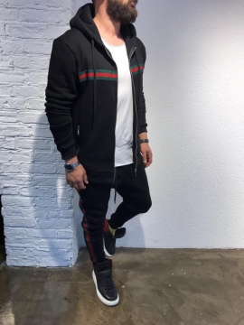 Мужской черный спортивный костюм gucci style К-157