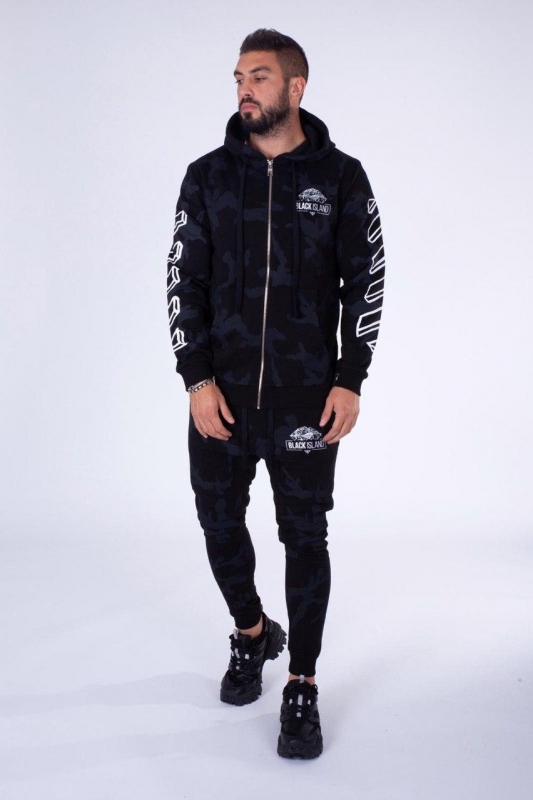 Черный спортивный костюм с капюшоном К-159