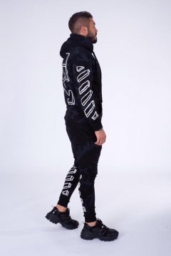 Черный спортивный костюм с капюшоном К-159