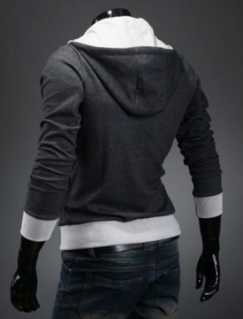 Мужская серая кофта с капюшоном на молнии Т-321
