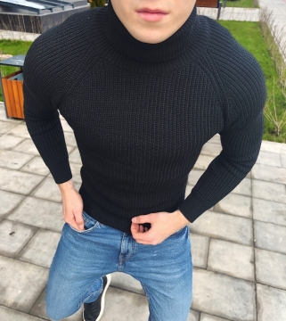 Черный турецкий свитер под горло Т-326