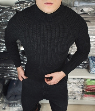 Черный турецкий свитер под горло Т-326