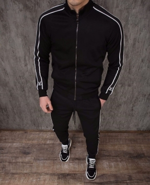 Черный мужской брендовый спортивный костюм К-160