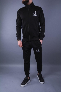 Черный мужской спортивный костюм на змейке СК К-164
