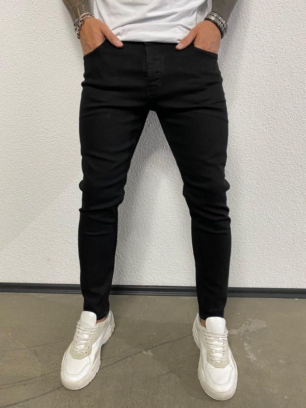 Чорні чоловічі однотонні джинси D-325