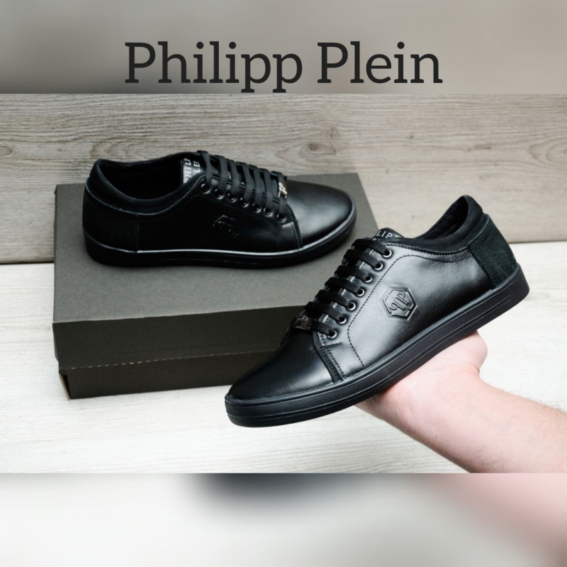 Стильні чоловічі шкіряні кросівки / кеди Plein Т-265
