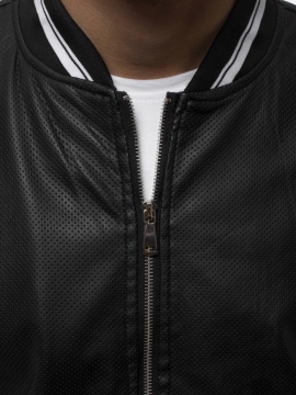 Чоловіча шкіряна куртка зі штучної шкіри з перфорацією (кожзам) К-344