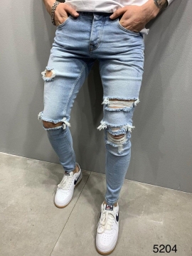 Мужские рваные светлые джинсы D-333
