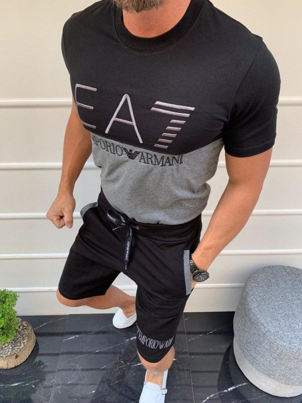 Стильный летний комплект Армани (футболка + шорты) К-171