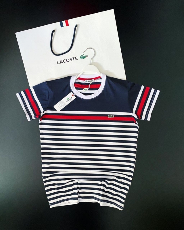 Стильна футболка Lacoste в дрібну смужку Ф-541