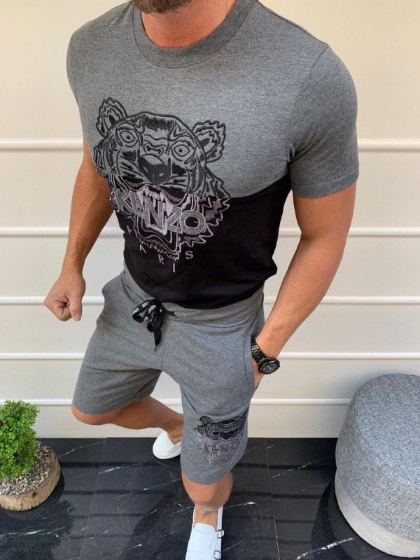 Серый мужской брендовый комплект Kenzo К-177