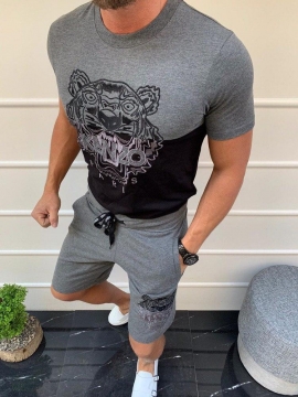 Серый мужской брендовый комплект Kenzo К-177