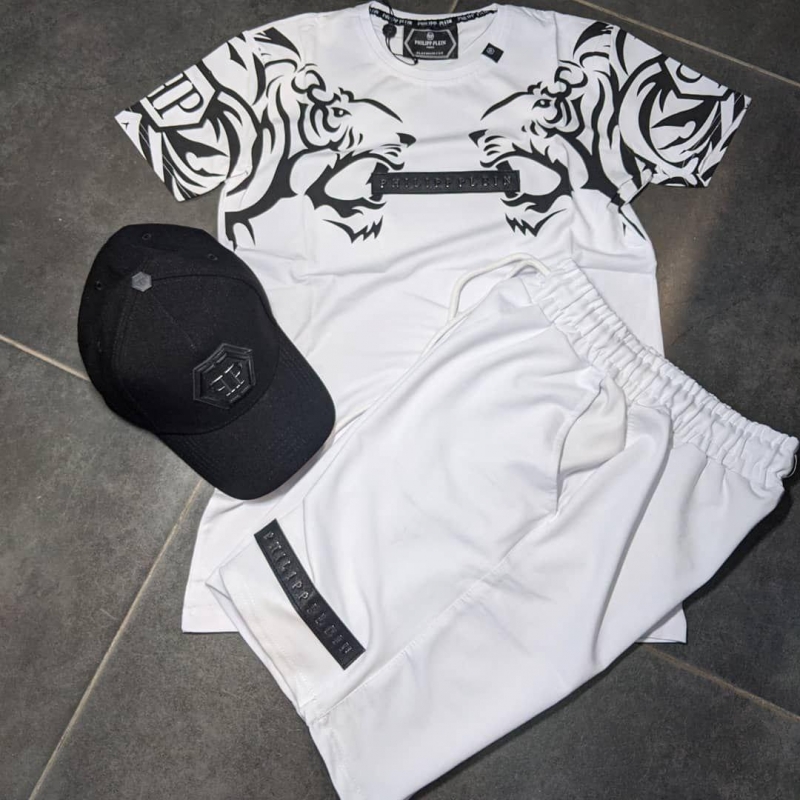 Белый летний мужской комплект Plein К-181